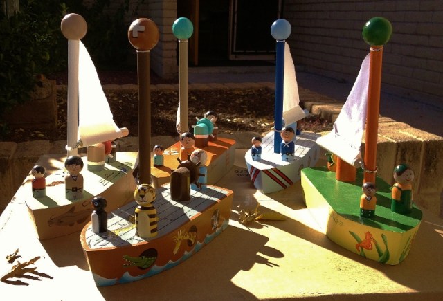 handmade wooden toy ships